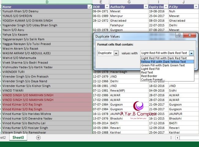 Duplicate records highlighted with Live Preview